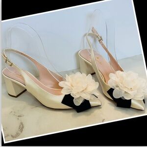 Kate Spade Mettie Satin Sling Back heels size 5 (EUC)